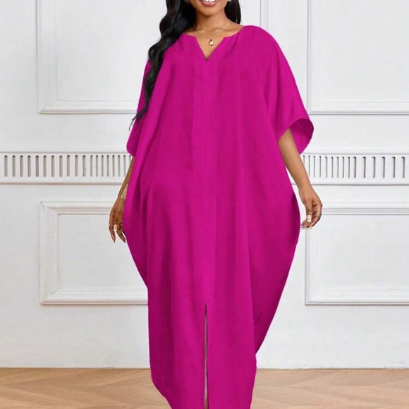 Elegant Women's Magenta Robe Dress - Picture 4 of 6